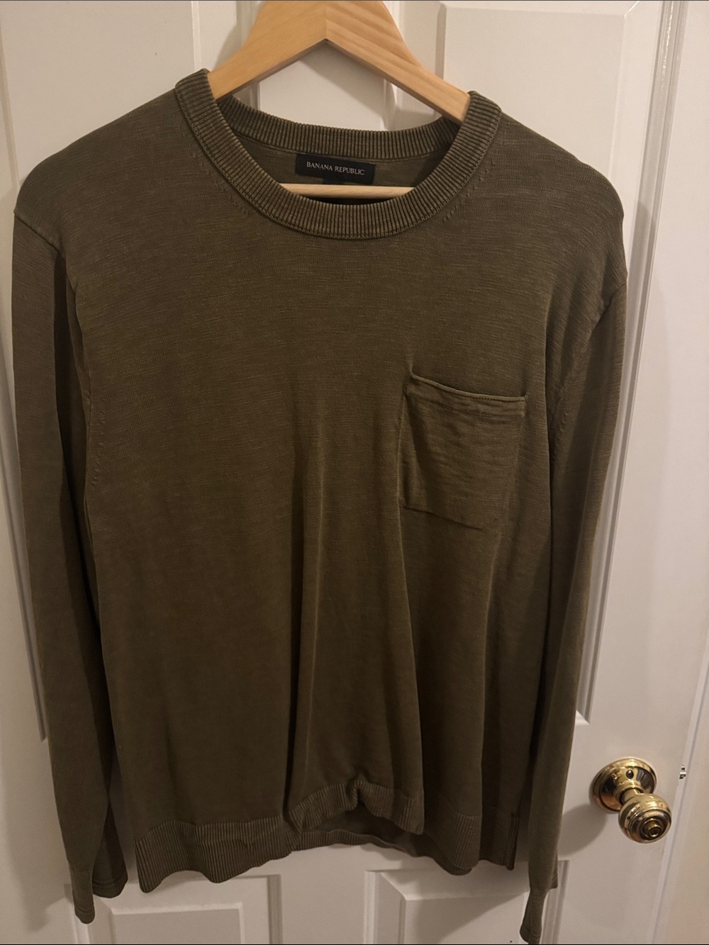 Banana Republic Olive Green Long Sleeve Pocket Tee